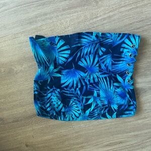 XOXO Black and Blue Leaf Print Top